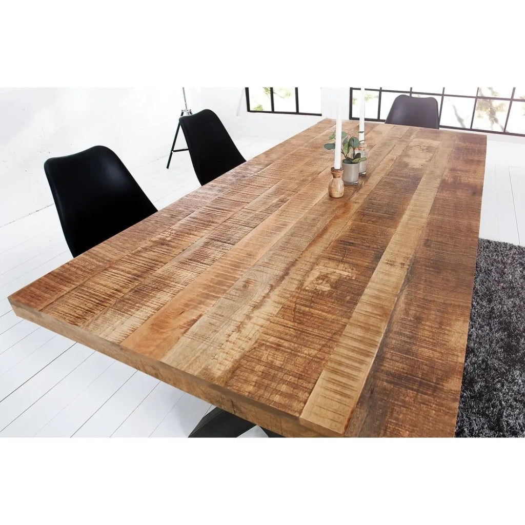 Tavolo da pranzo LODEN – Legno massiccio di mango verniciato – 200 cm – Stile industriale