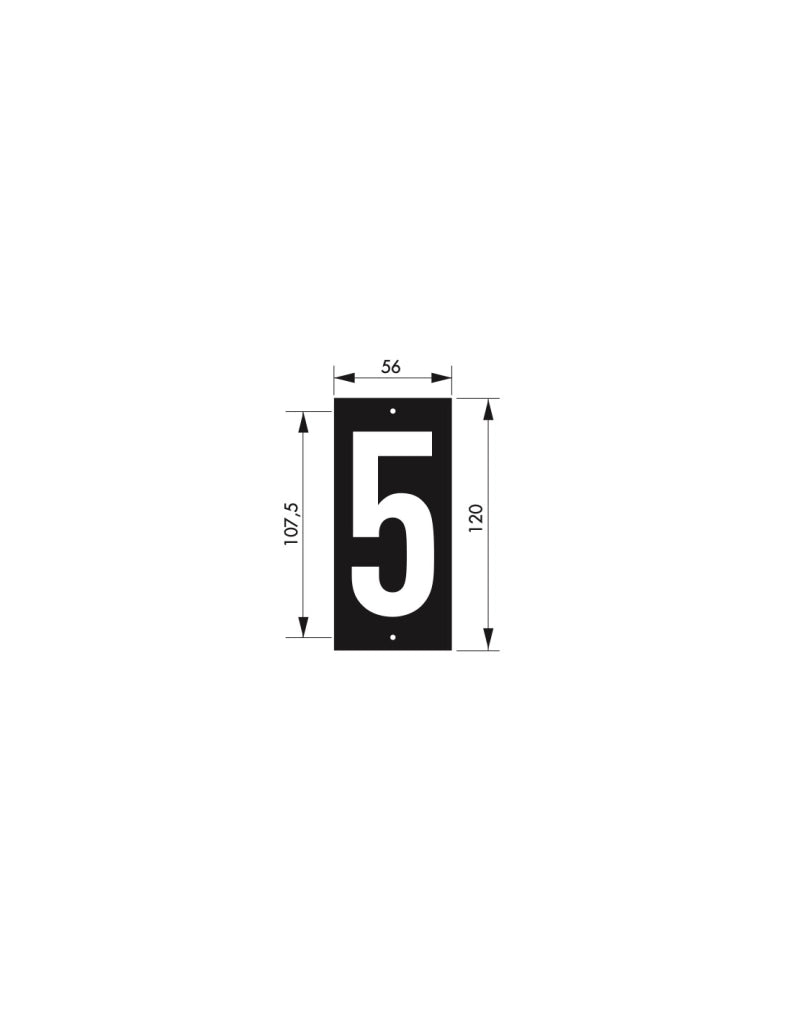 Targa numerica 56 x 130 mm con numero "5", da avvitare – THIRARD