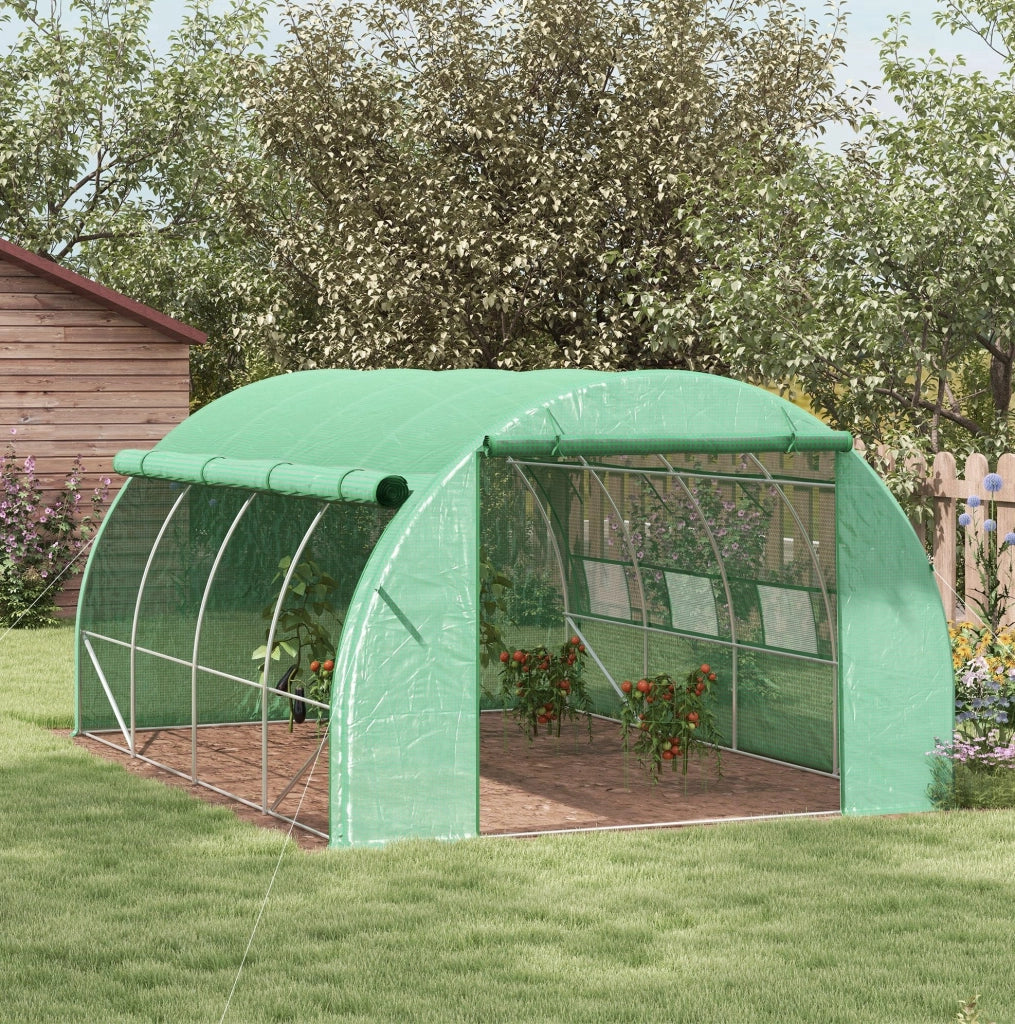 Serra da giardino in PE verde 3,97 x 3 x 2 m