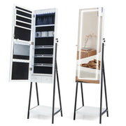 Mobiletto portagioie con specchio 41 x 35 x 160 cm 72 scomparti illuminazione LED regolabile stile moderno MDF bianco 20_0020786