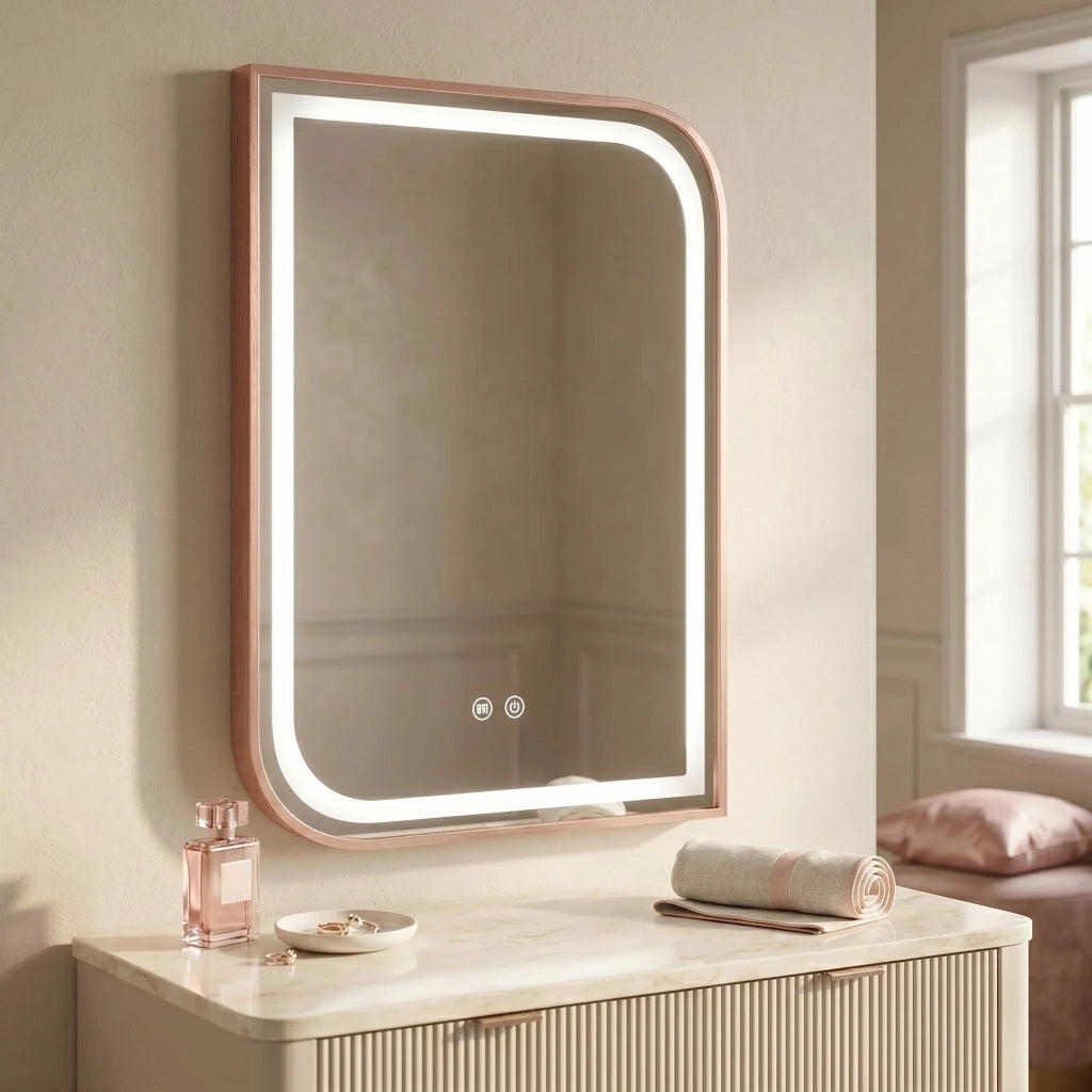 Specchio Led Zone 80x60 Brush Rose Gold
