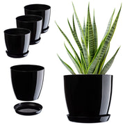 Vaso da fiori KADAX, fioriera, coperchio, 16 cm, supporto per fiori, plastica nera, 3 pezzi.