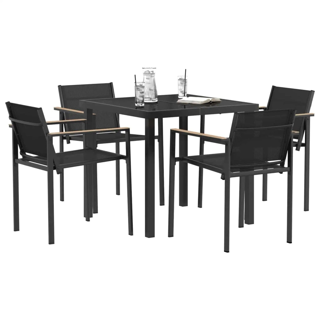 Set di Mobili da Esterno 5 pcs Nero e antracite 80 x 80 x 73 cm