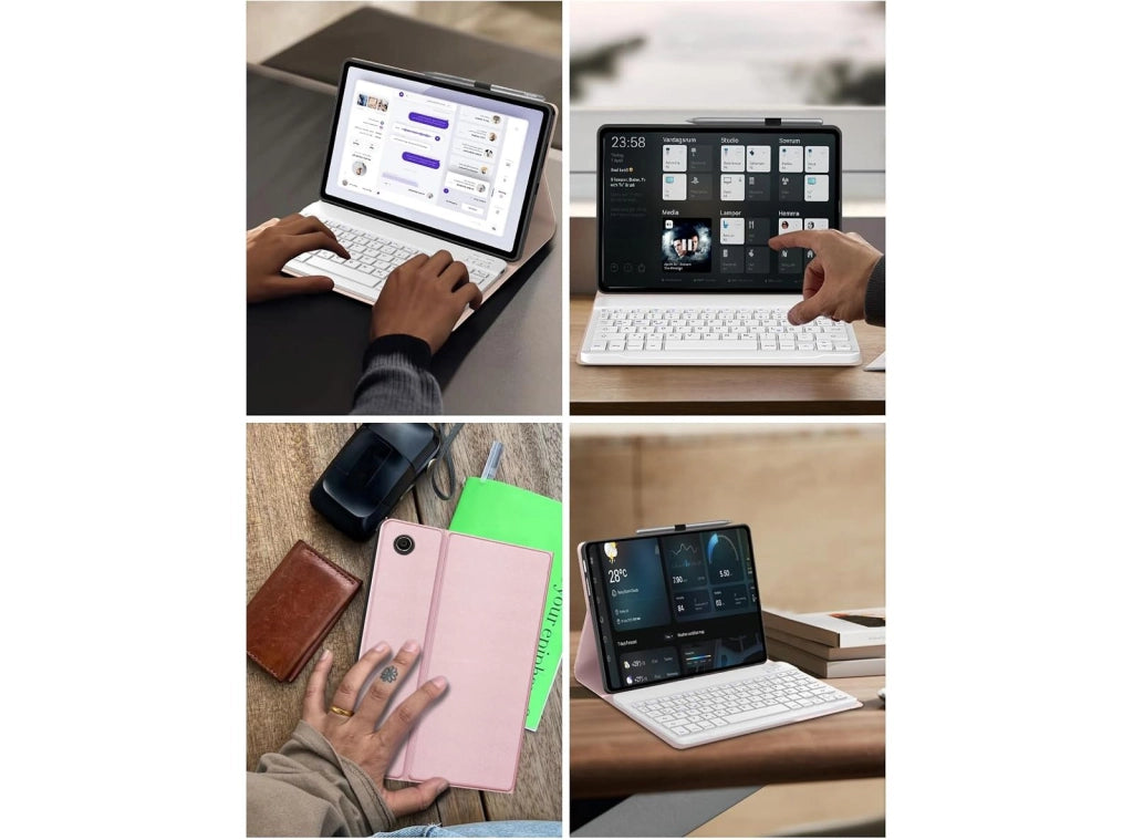 Custodia con Tastiera Bluetooth Magnetica Rimovibile per Lenovo Tab 10.1" 2025 Layout Tedesco Rosa