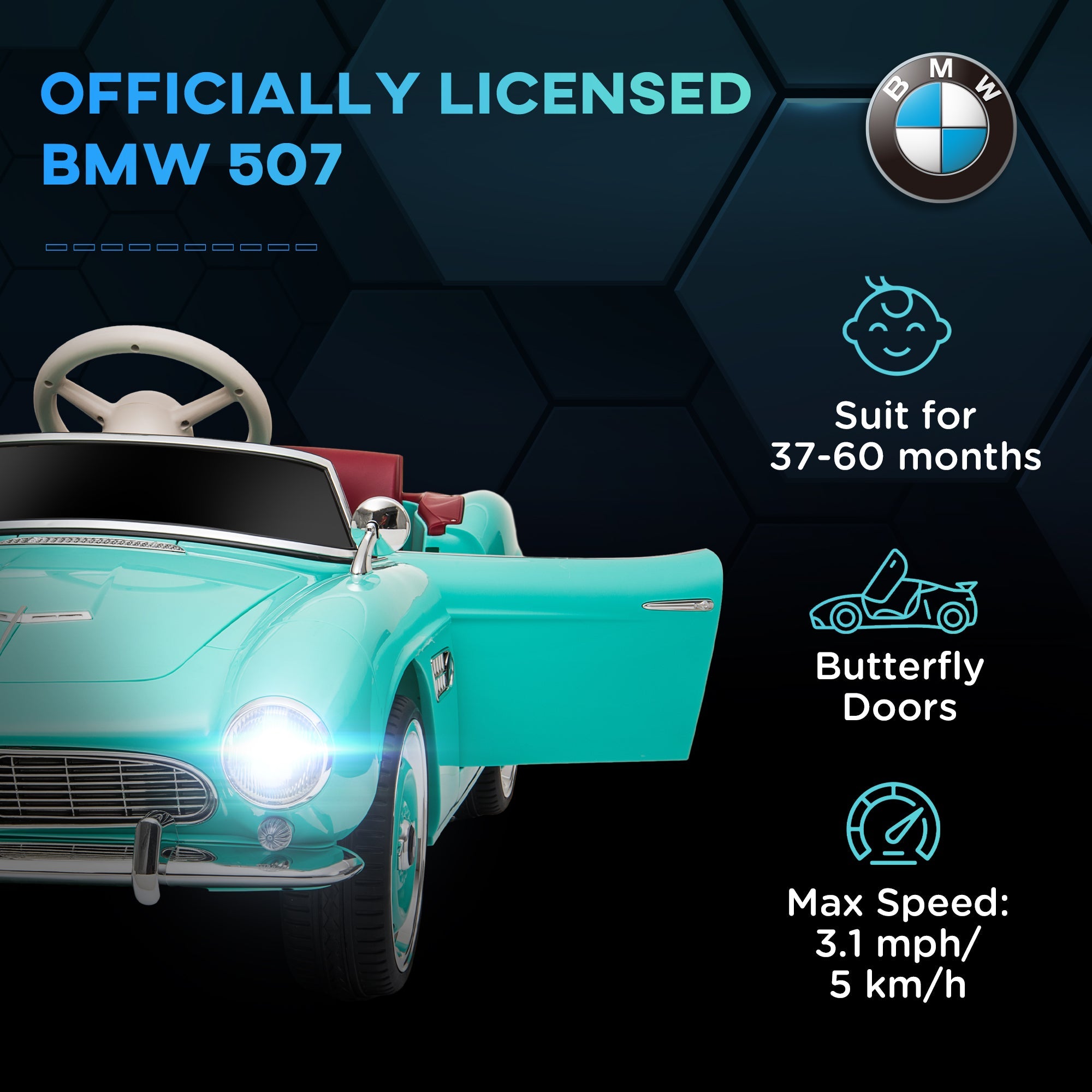 Macchina Elettrica per Bambini 12V con Licenza BMW 507 Verde