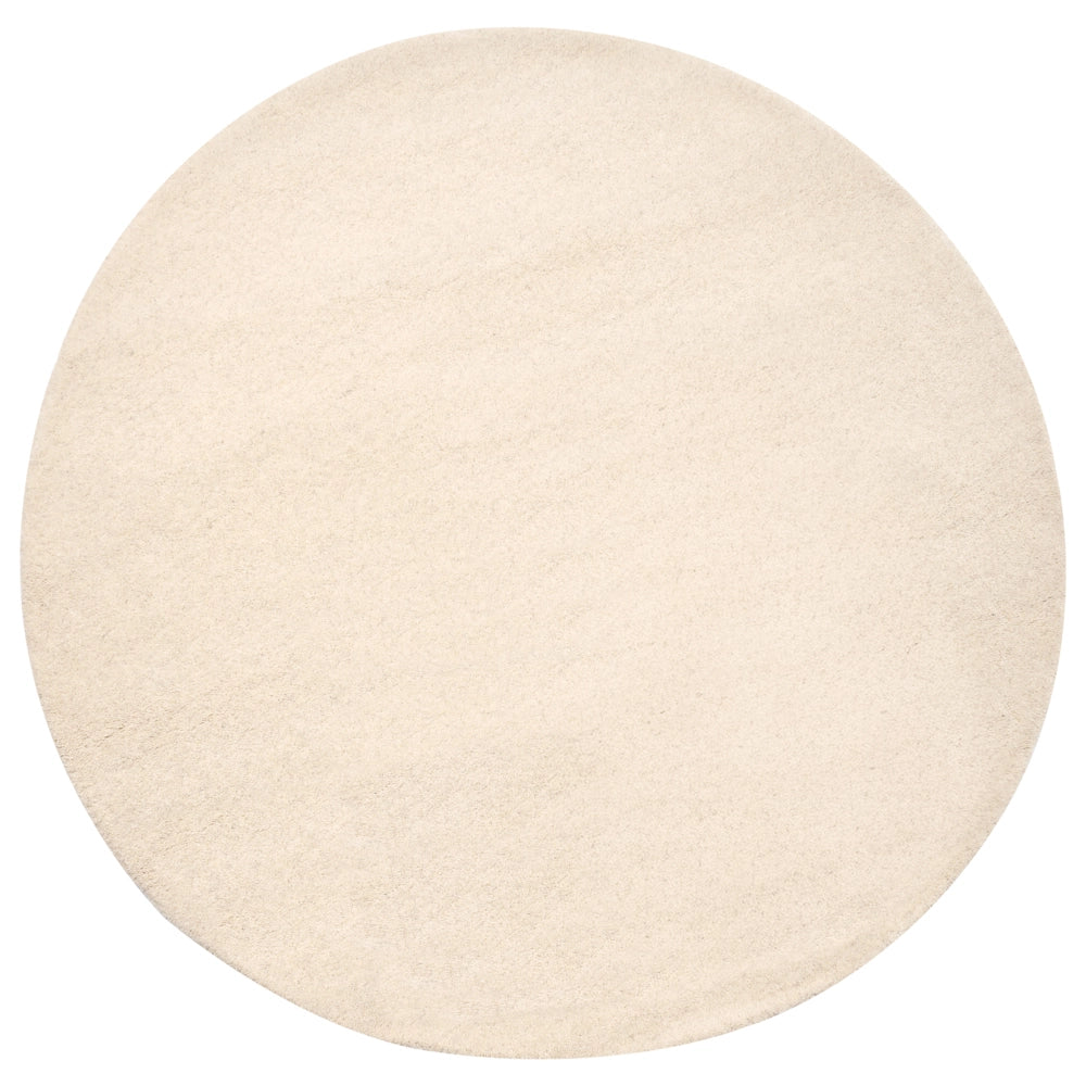 Tappeto in lana bianco sporco 140 cm tuftato a mano rotondo design decorativo