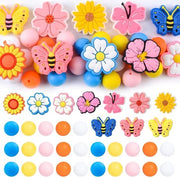Kit di accessori per gioielli in silicone con tema farfalla e fiori, con 35 pezzi, spaziatori e accessorio per DIY.
