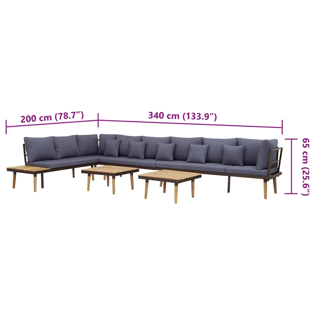 Set Divani da Giardino a 8 Posti con Cuscini in Massello Acacia cod mxl 34835