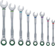 Set di 8 chiavi inglese a rinculo con combinazione - di alta qualità e resistente all'usura - designazione di dimensione a codice di colore