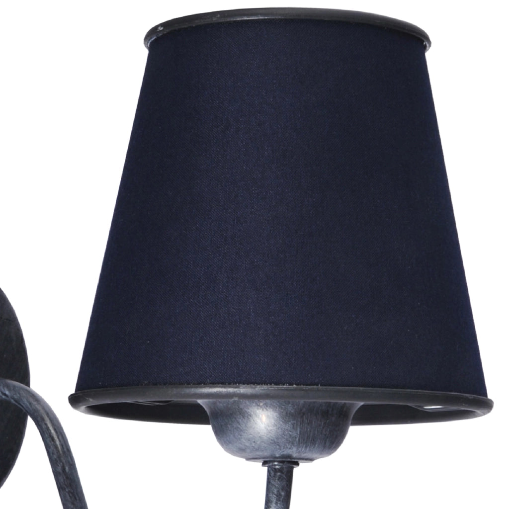 Applique 'Olney' a Braccio Curvo per Interni Lampada da Parete con Paralume Conico Blu Marino - lux.pro