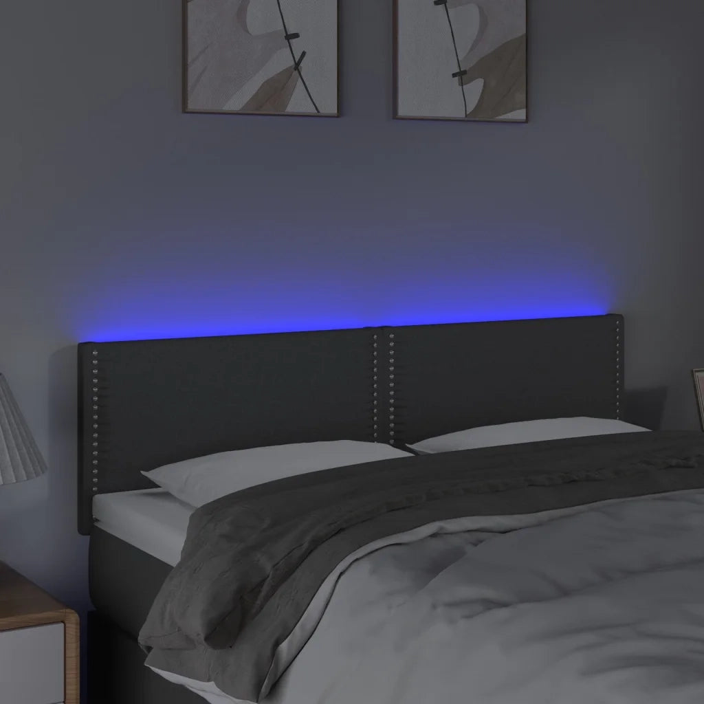Testiera a LED-Testata con LED Grigio Scuro 144x5x78/88 cm in Tessuto 197908