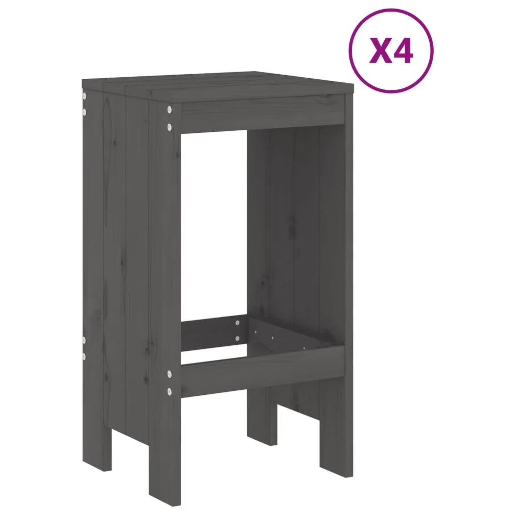 Set Bar da Giardino 5 pz Grigio in Legno Massello di Pinocod mxl 107583