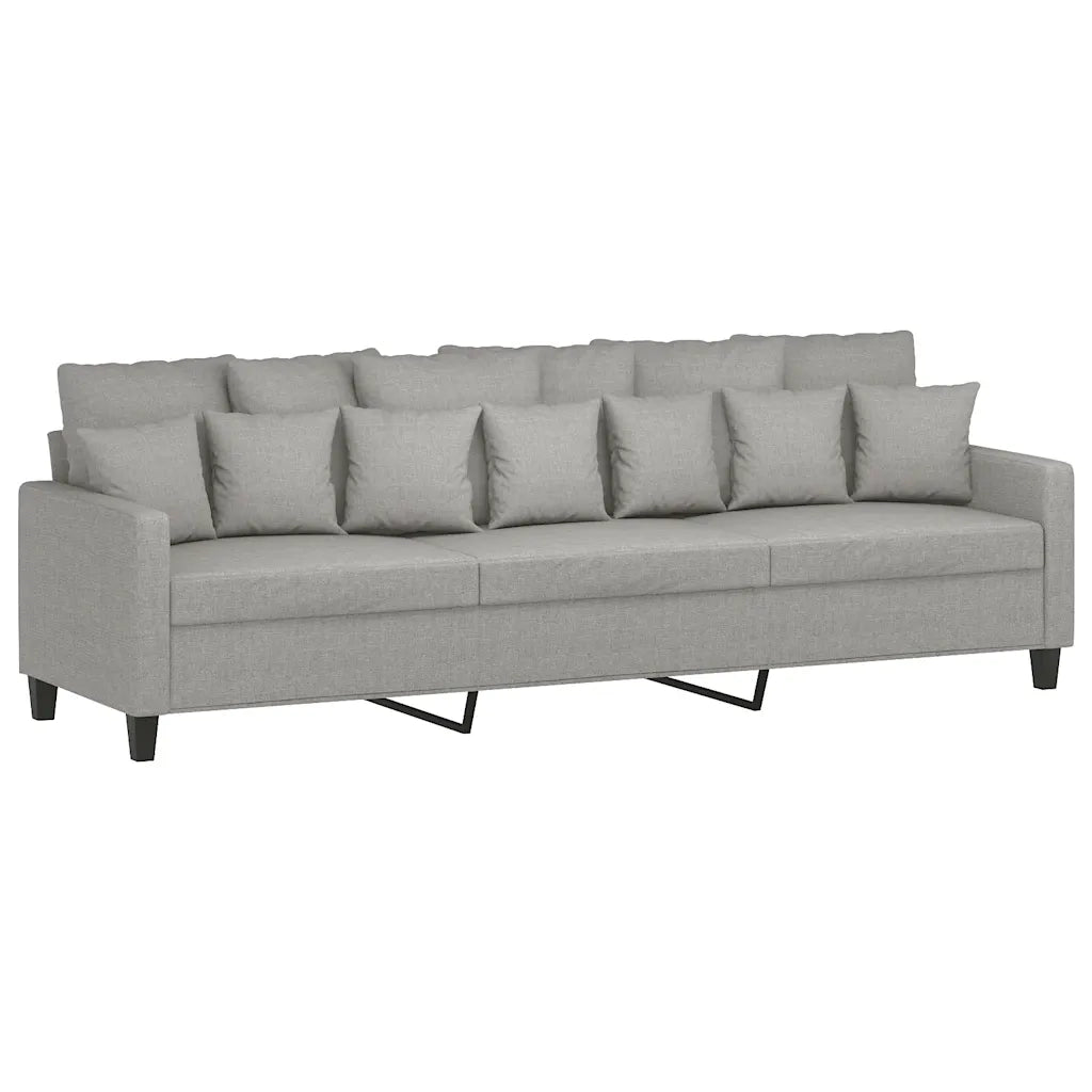 Divano a 3 Posti con Poggiapiedi Grigio Chiaro 210cm in Tessuto cod mxl 65566