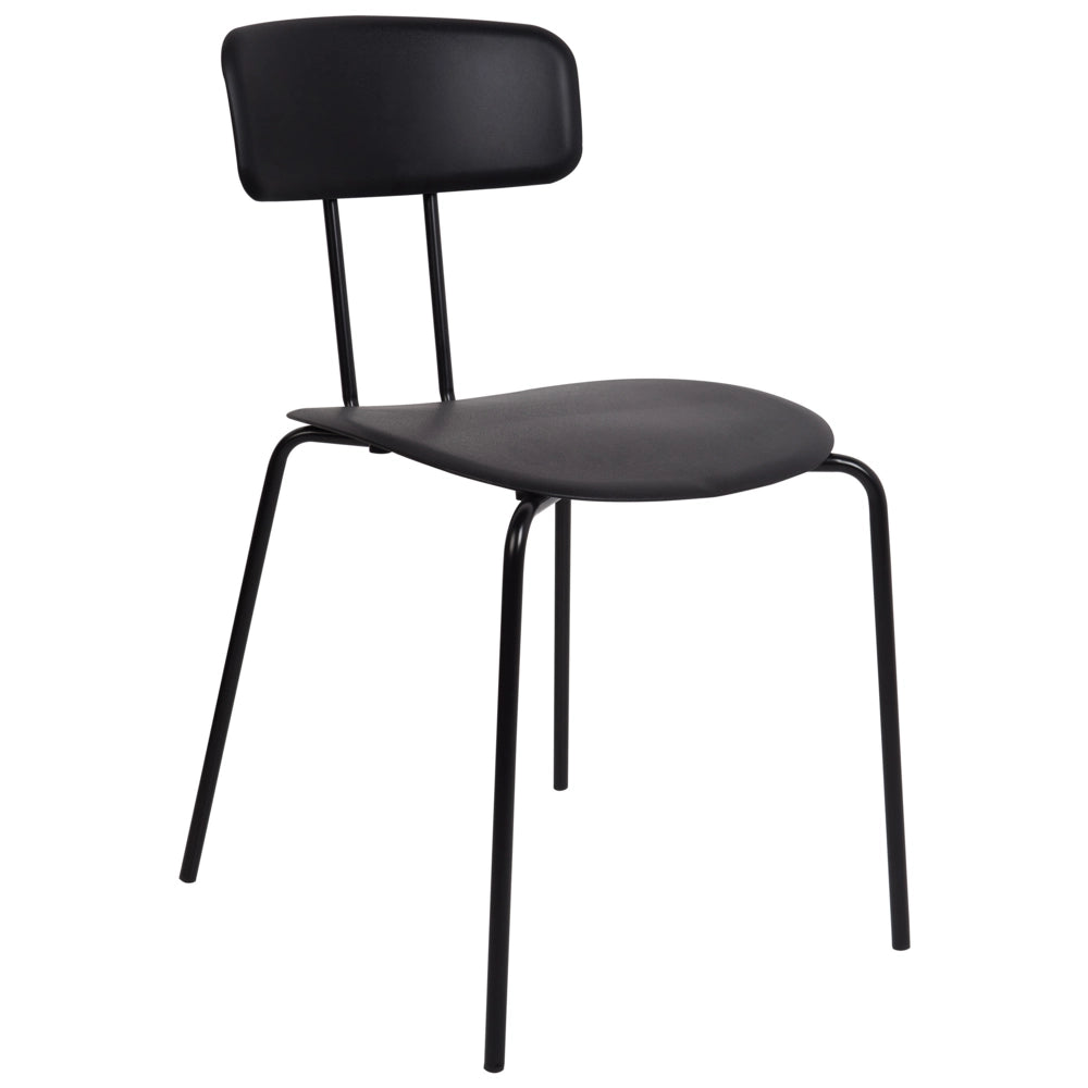 Set di 2 sedie da pranzo Seduta in plastica nera Design senza braccioli Gambe moderne in metallo