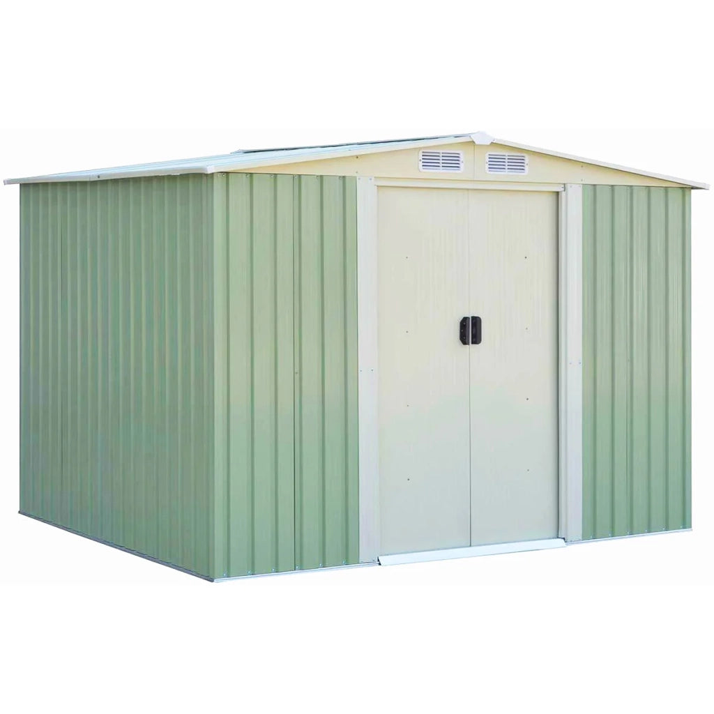 Casetta da giardino 205 x 257 x 175,5 cm resistente alle intemperie grande capacità in acciaio zincato grigio e bianco 20_0020925