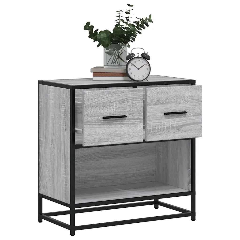 Comodino-Tavolino da notte Grigio Sonoma 60x31x60 cm Legno Multistrato e Metallo