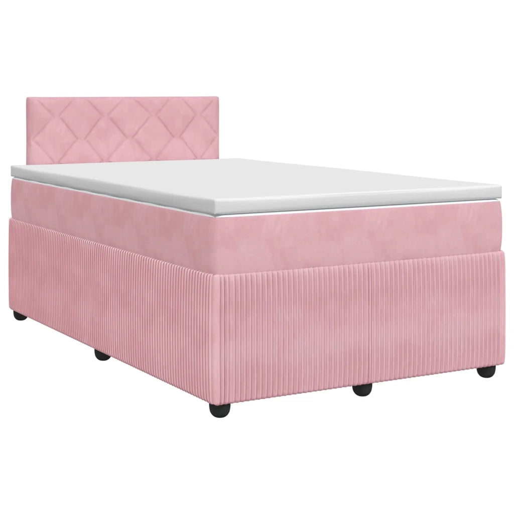 Letto box spring con materasso Rosa 120 x 200 cm Velluto 3451666