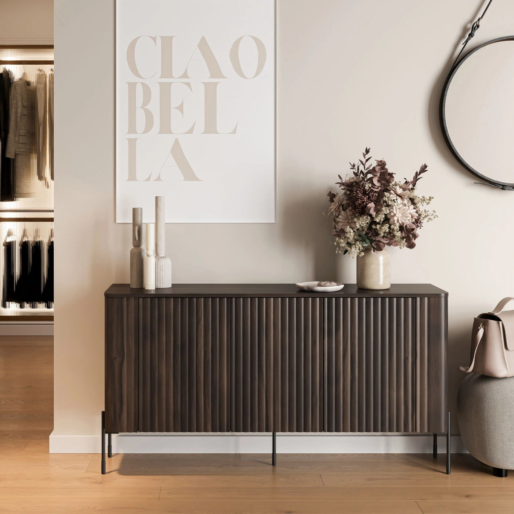 Madia Susegana, Credenza 3 Ripiani, 150x40x80h cm Marrone Noce