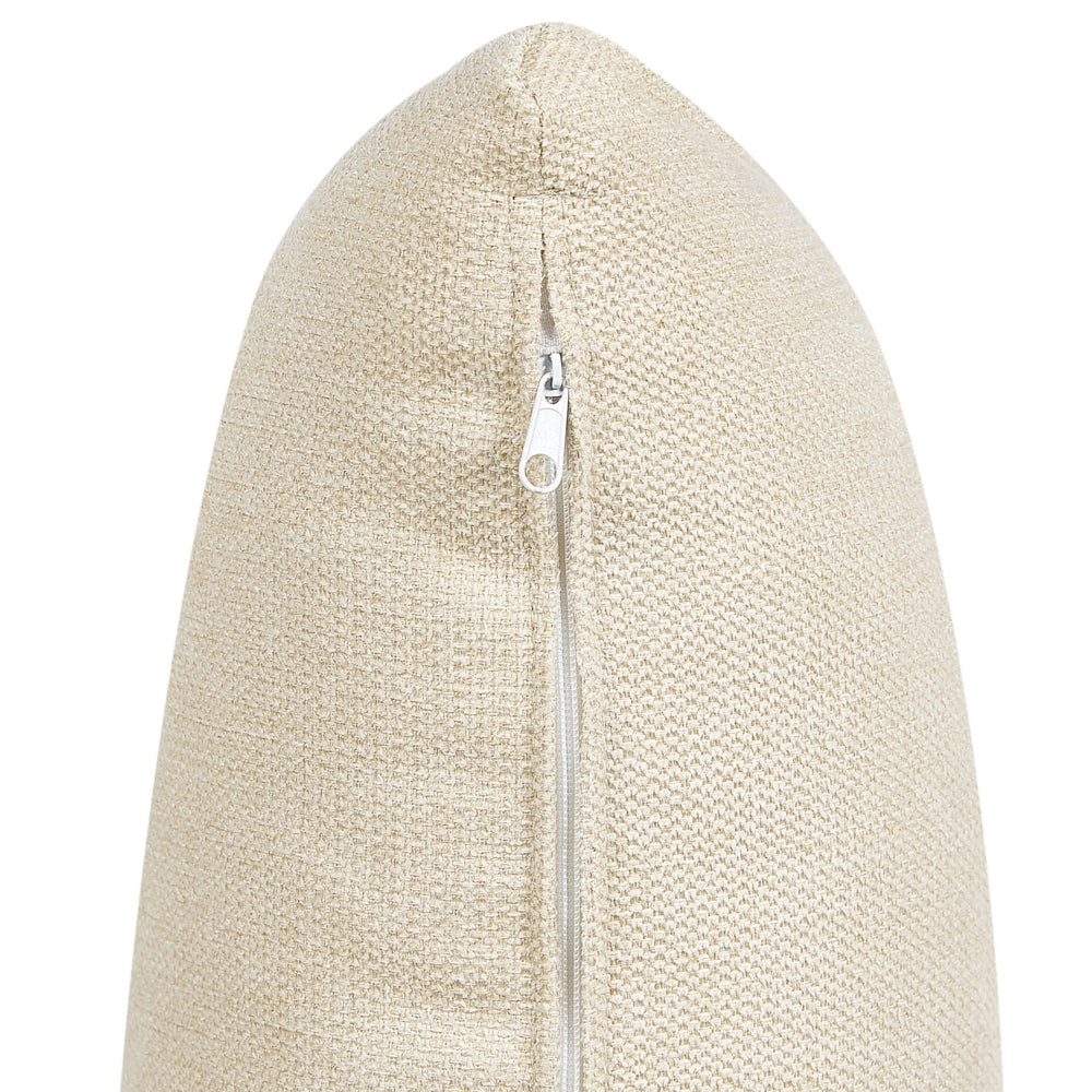 Divano Tessuto Beige Poliestere Imbottito Divano 3 Posti Cuscini Braccioli Soggiorno Moderno Confortevole Accogliente