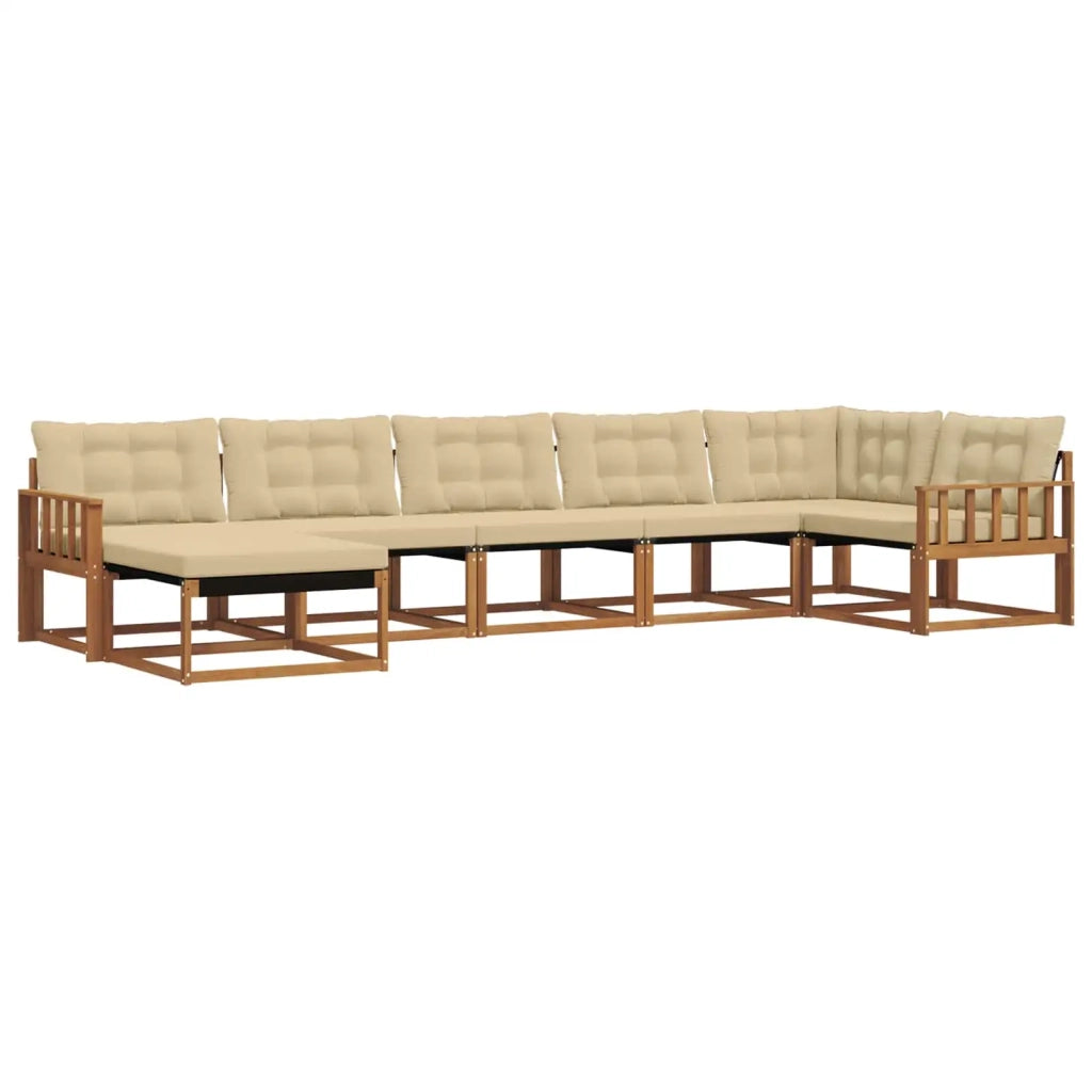 Set di divani da esterno con cuscino 7 pcs Naturale e Beige