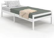 Letto singolo HARPER 90 x 190 cm con base in legno bianco