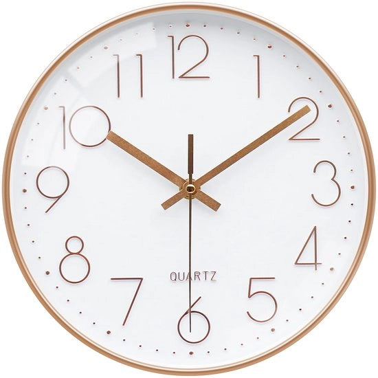 Orologio da Parete Moderno Ronde in Roségoud Stille con Batteria, 25cm
