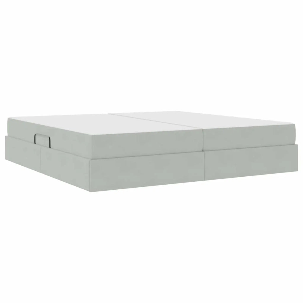 Letto con contenitore e materasso Grigio chiaro 200 x 200 cm