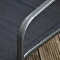 Set Tavolino con Panchina e 2 Sedie da Giardino, Arredamento da Esterno in Metallo e Texteline, Nero
