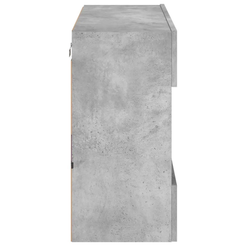 Mobile TV a Parete con Luci LED Grigio Cemento 78,5x30x60,5 cm 837102