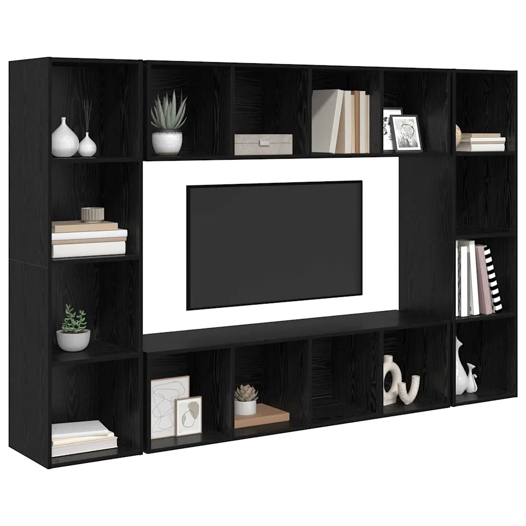 Set mobile TV 4 pz Nero Legno ingegnerizzato 3393544