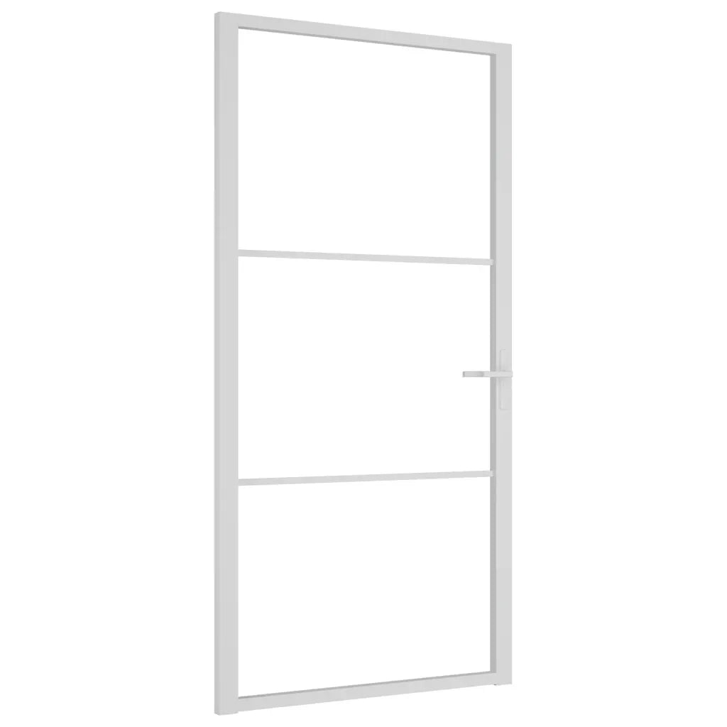 Porta Interna 102,5x201,5 cm Bianca in Vetro ESG e Alluminio 350571