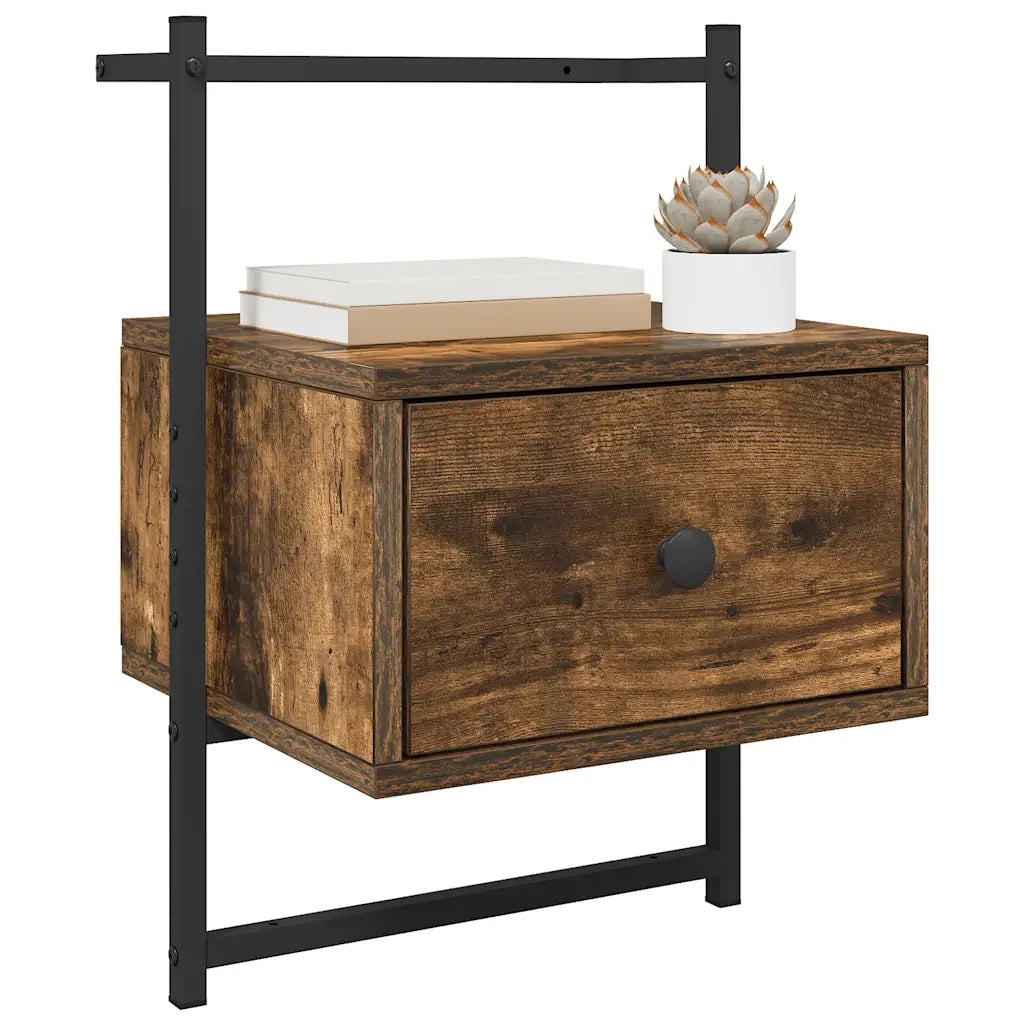 Comodini a Muro 2 pz Rovere Fumo 35x30x51 cm Legno Multistrato
