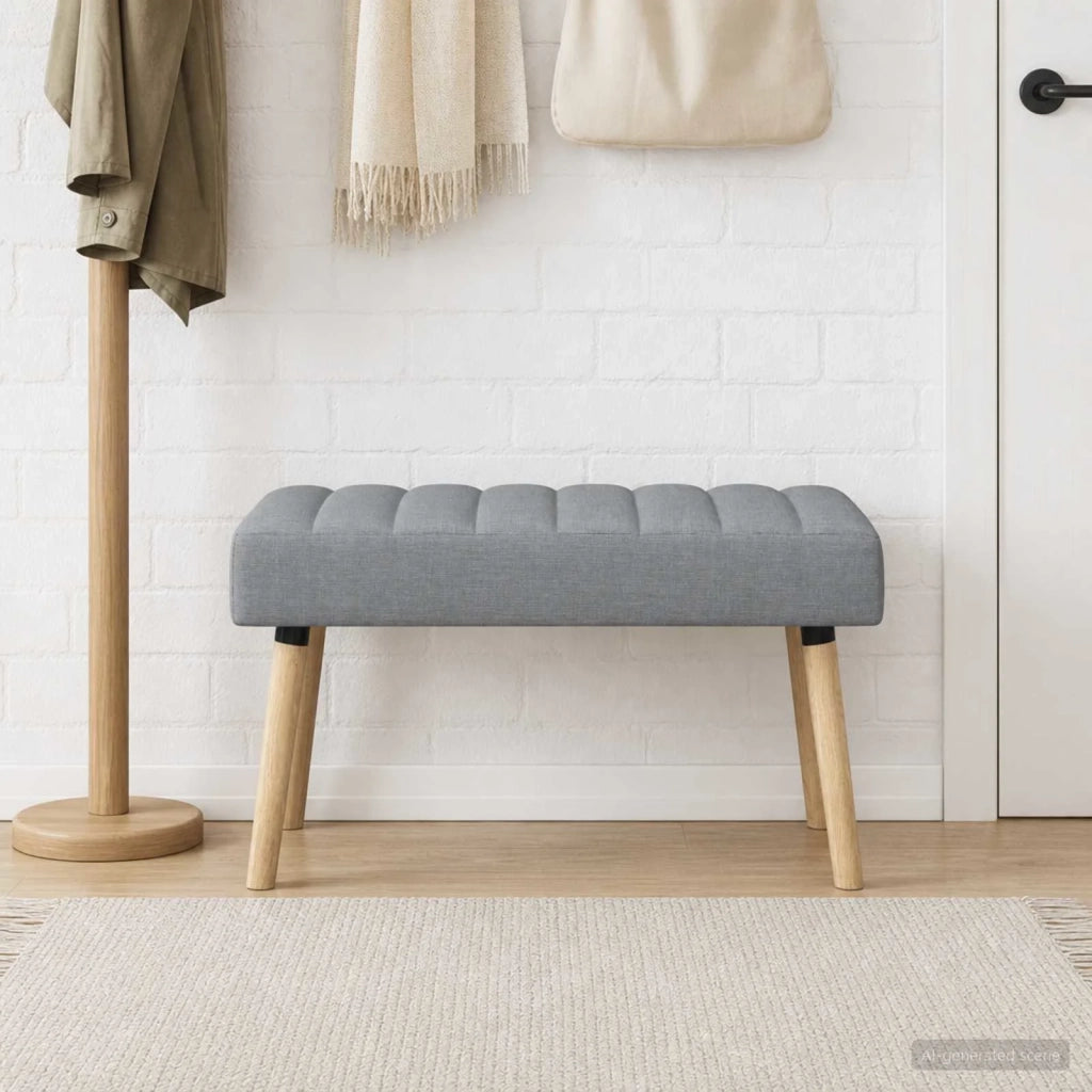 Panchina trapuntata a canale Grigio Chiaro 80 x 40 x 46 cm 42038473
