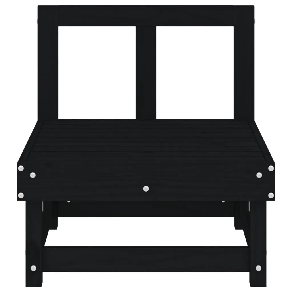 Divani Centrali da Giardino 2 pz Neri in Legno Massello di Pino 825405