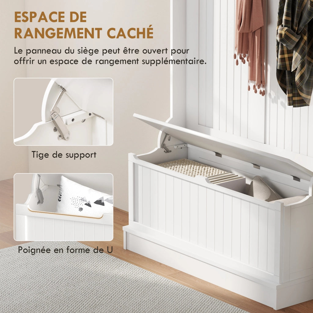 Panca appendiabiti con ripiano ¨C zephmum ¨C crema 96x34x180 cm