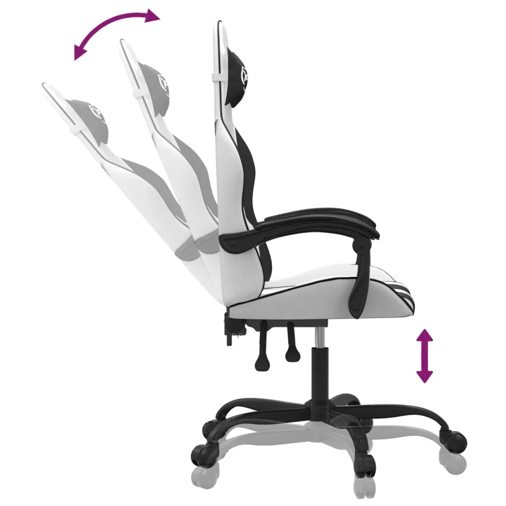 vidaXL Sedia da Gaming Bianco e Nero in Similpelle
