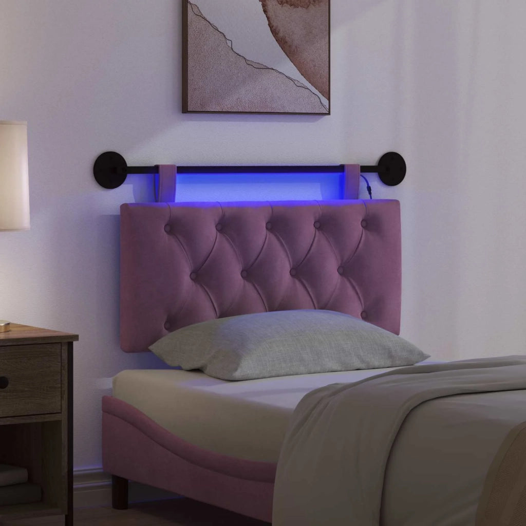 Testiera sospesa Con luce LED Viola Velluto