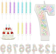 Candele Decorative Premium con Sequins, Pastello e Parelle per Festa di Compleanno di Ragazza (7)