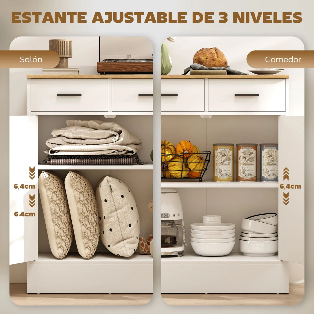 Cassettiera con ante e cassetti ¨C ZephMum ¨C Bianco 68.6x35x90.3 cm