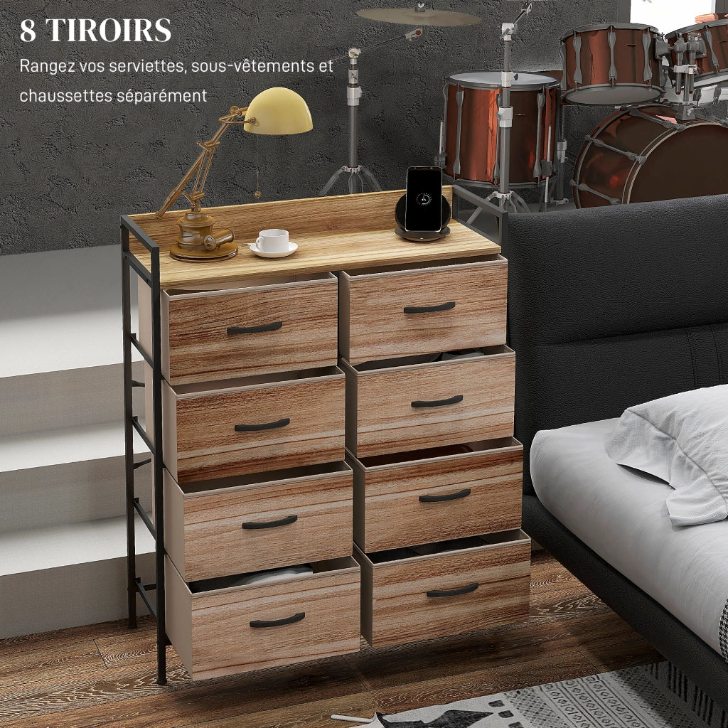 Cassettiera 8 tiroir con mensole e struttura in acciaio ¨C zephmum ¨C 79x29x101 cm
