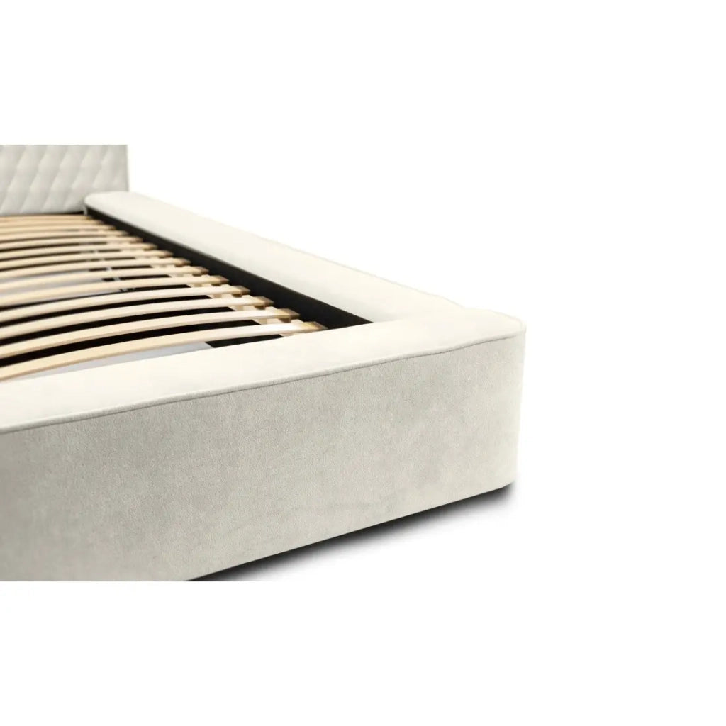 Lettino VERNON – Tessuto ciniglia bouclé Lino naturale – 140x200 cm – Rete sollevabile – Eleganza e comfort premium