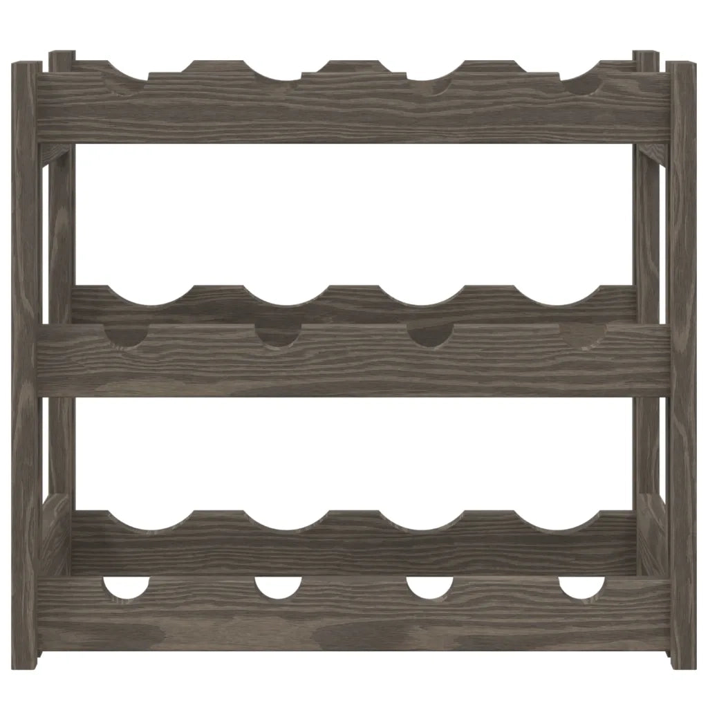 Portabottiglie per 12 Bottiglie Grigio Legno Massello di Pino CFW9521794