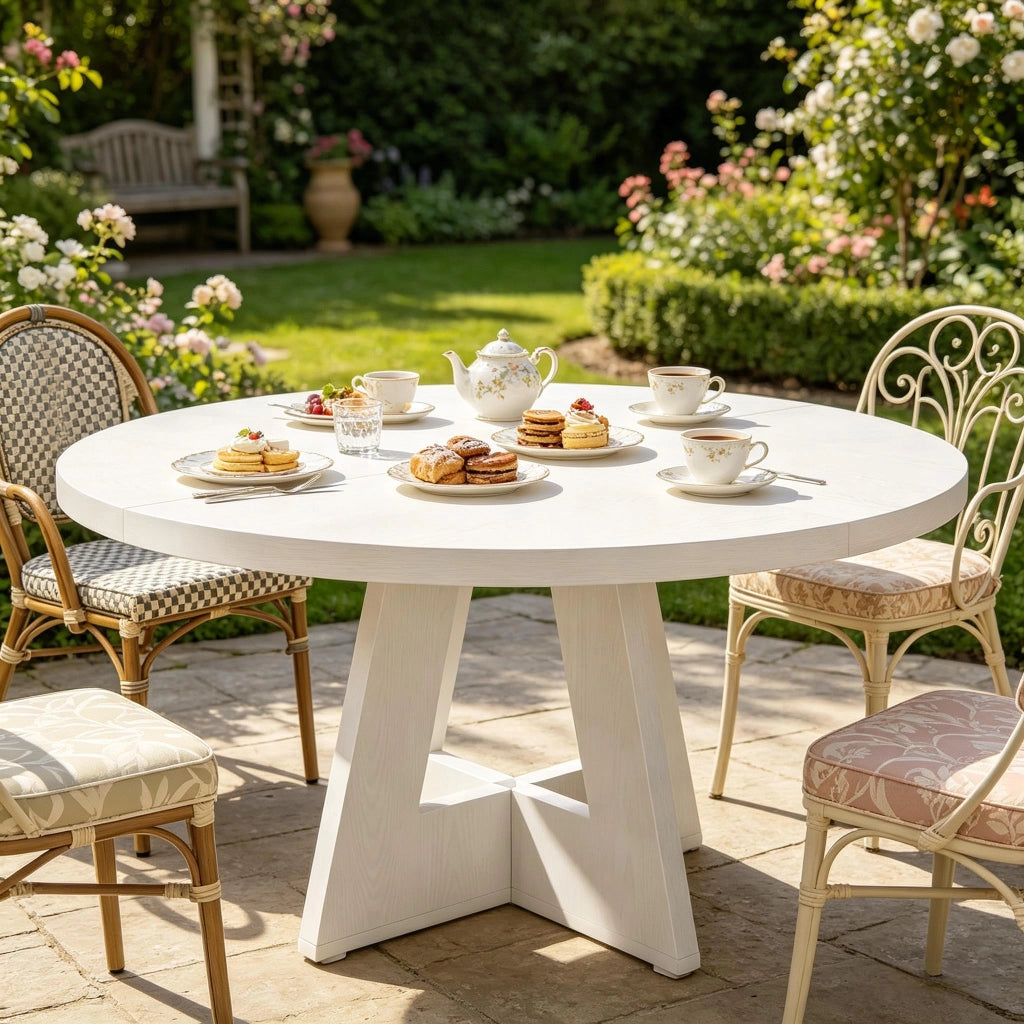 TAVOLO da pranzo rotondo 120 cm bianco in legno ingegnerizzato