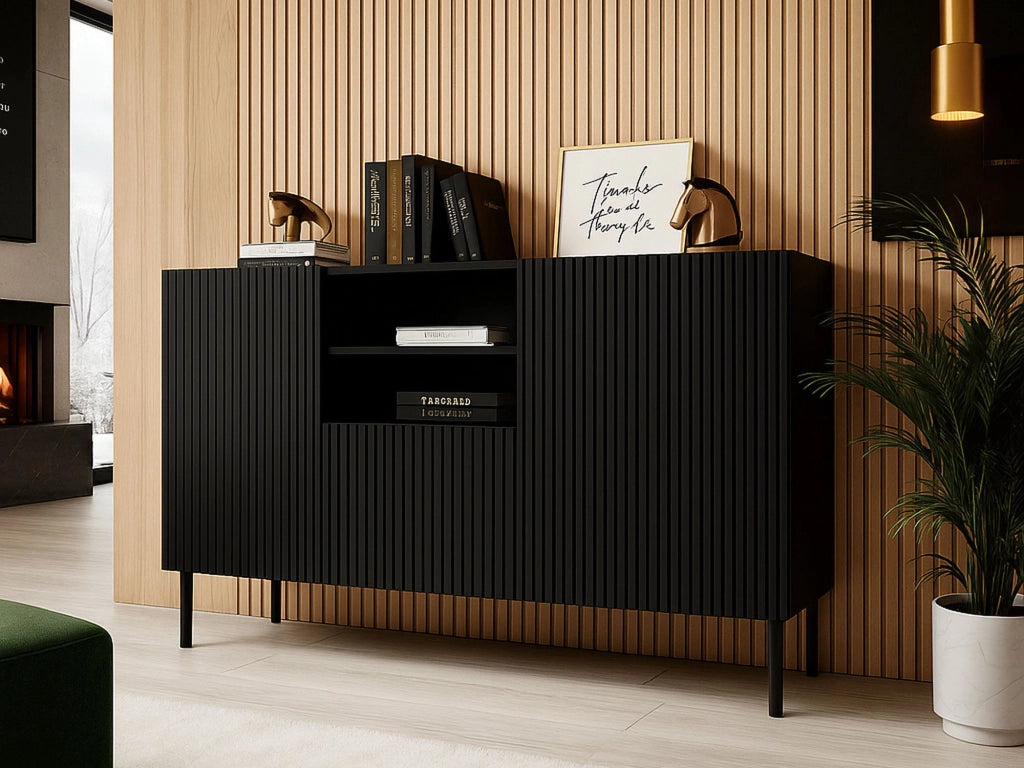 Madia Malo, Credenza 4 Ripiani, 150x42x82h cm Nero