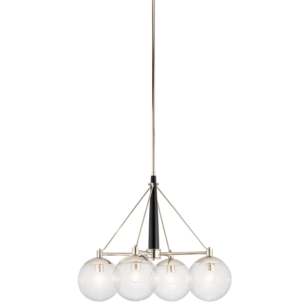 Lampadario Contemporaneo Marilyn Acciaio Nichel Lucido Vetro 4 Luci E27