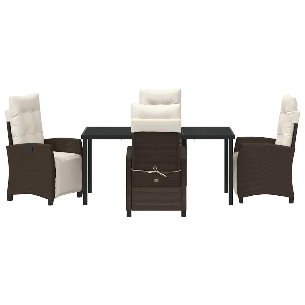 Set da Pranzo per Giardino con cuscino 5 pcs Marrone polyrattan 3380431