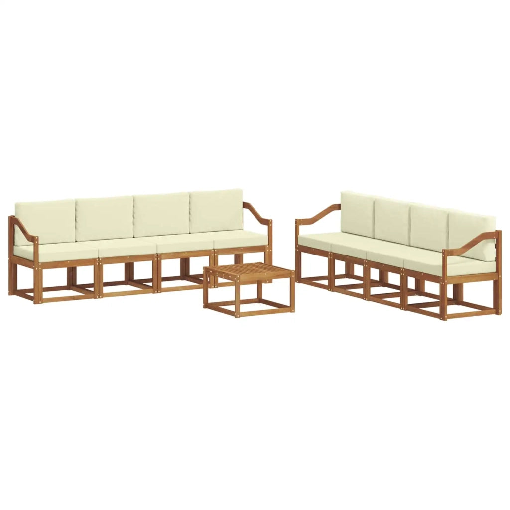 Set di divani da esterno con cuscino 9 pcs Naturale e Crema