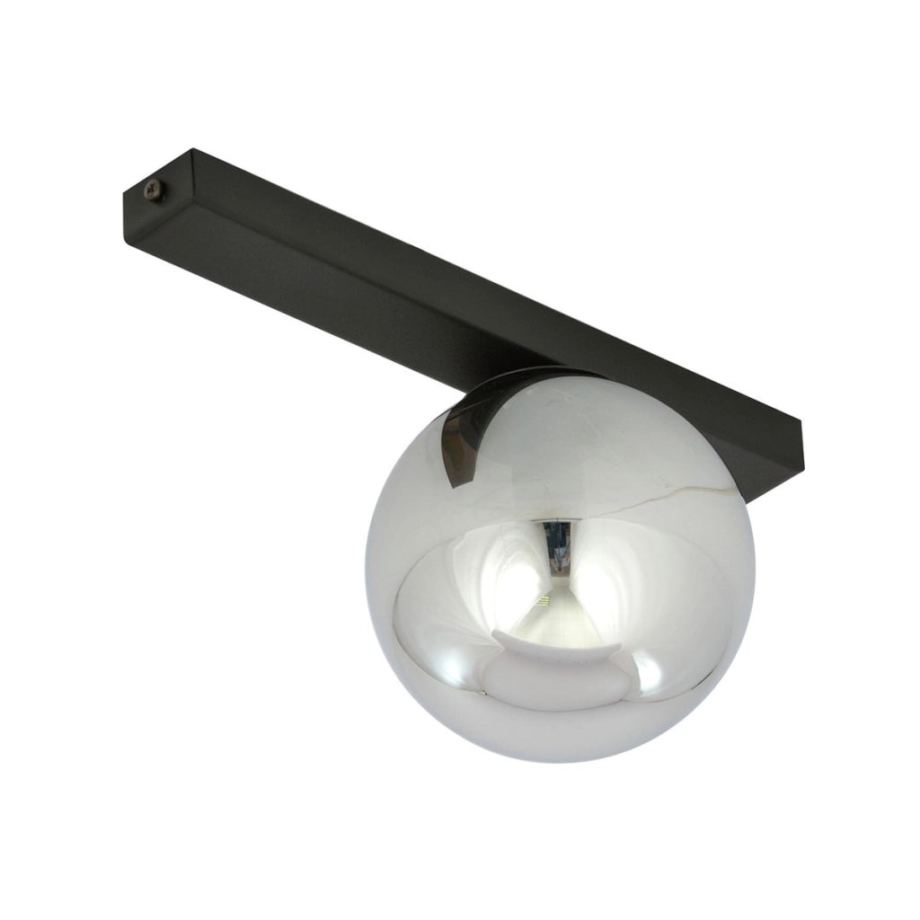 Lampada da soffitto Fit in acciaio nero opaco e vetro grafite