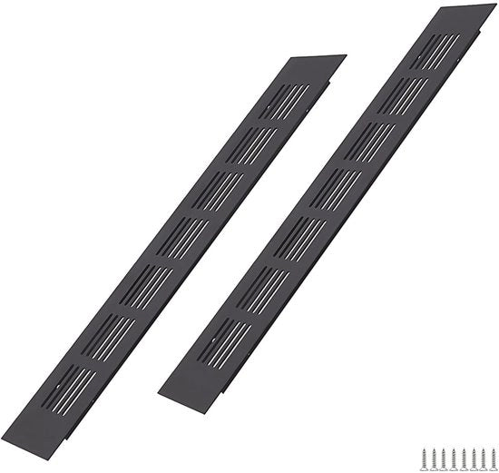 Ventilatore a griglia 300x50mm - 2 pezzi - Alluminio - Nero - Montaggio semplice - Miglioramento della circolazione dell'aria - Griglia di scarico