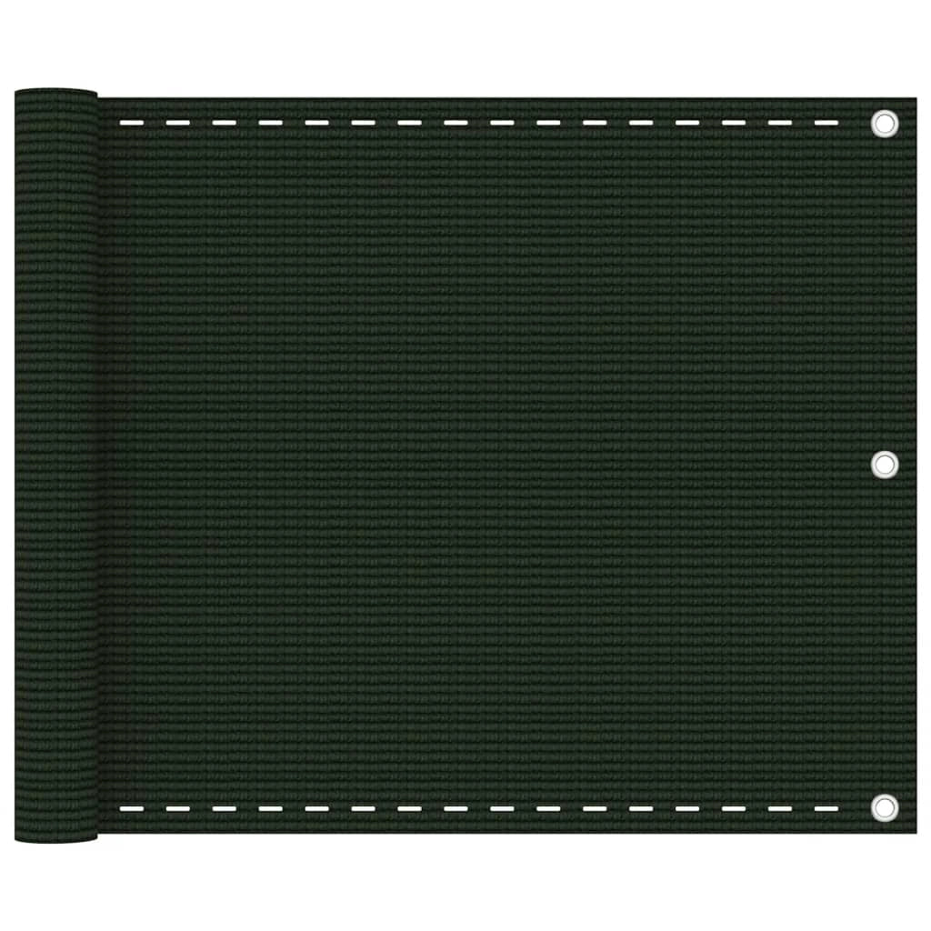 Paravento per balcone protezione privacy schermo privacy 75 x 300 cm HDPE verde scuro 02_0010437